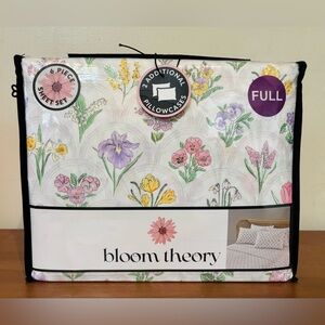 NWT Bloom Theory 6 Piece Floral Full Sized Sheet Set Pink White Flowers